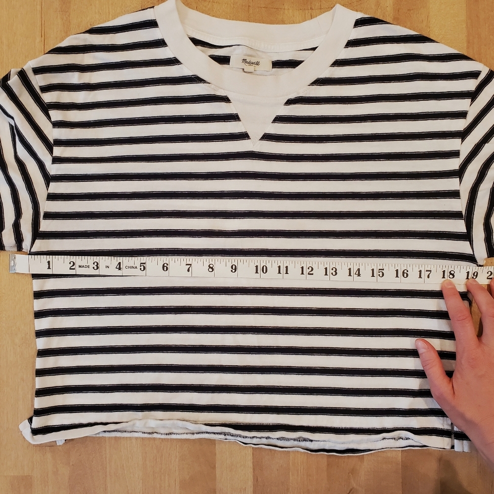 Madewell Sun Up Tee in Black White Stripe S - Picture 8 of 8